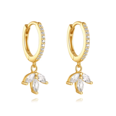 Dangling Lotus Pavé Hoops