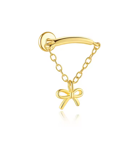 Drop Bow on Bar Stud Earring