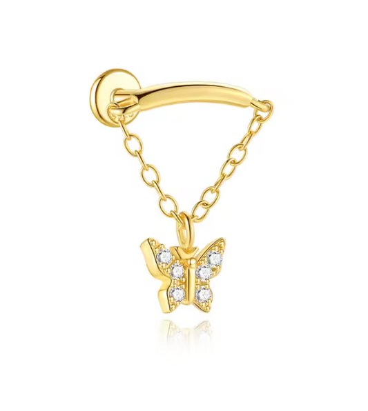 Drop Pavé Butterfly on Bar Stud