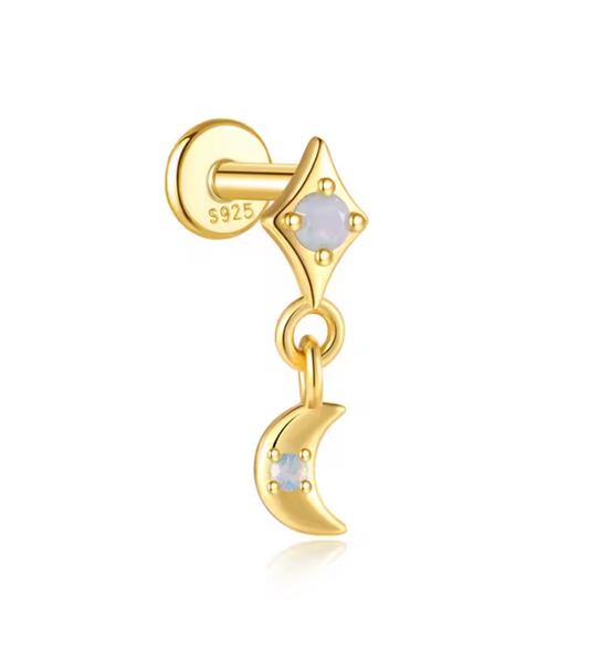 Rhombus Drop Moon Stud