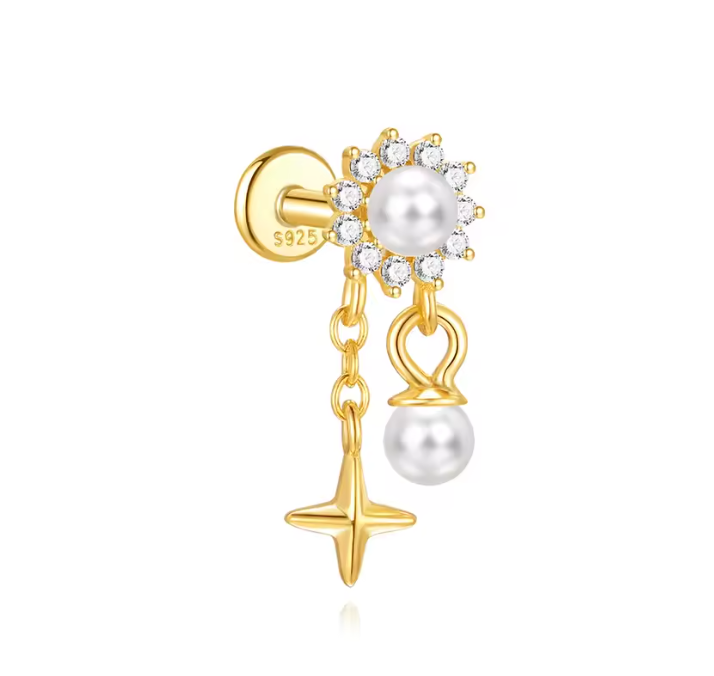Pearl Flora Dangling Stud