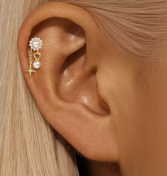 Pearl Flora Dangling Stud
