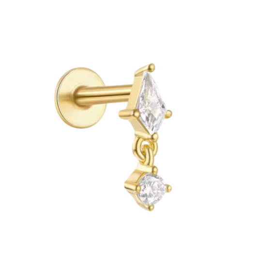 Crystal Rhombus Drop Cicrle Stud