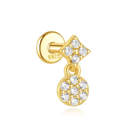 Pavé Rhombus Drop Circle Stud