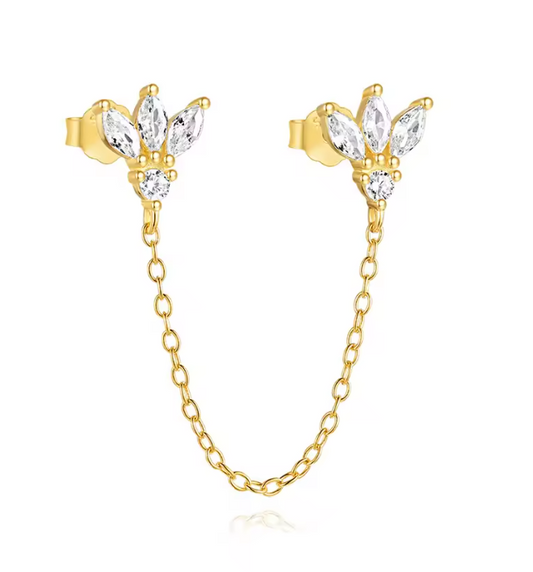 Double Lotus on Chain Earring