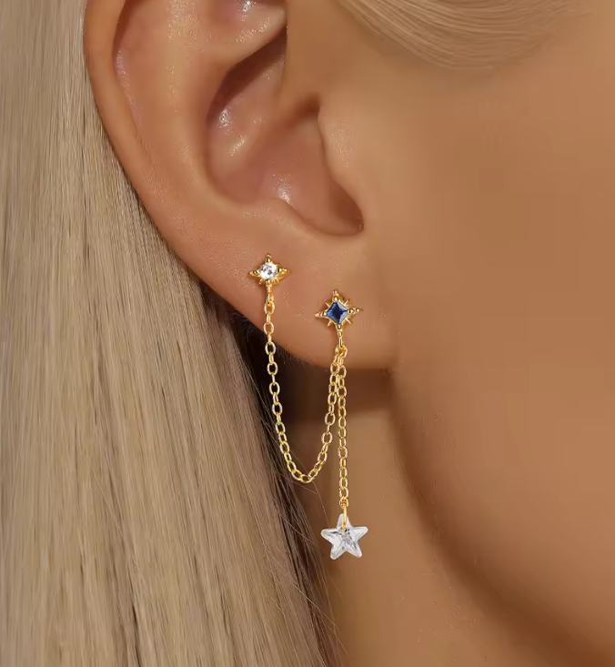 North Stars on Chain Earring