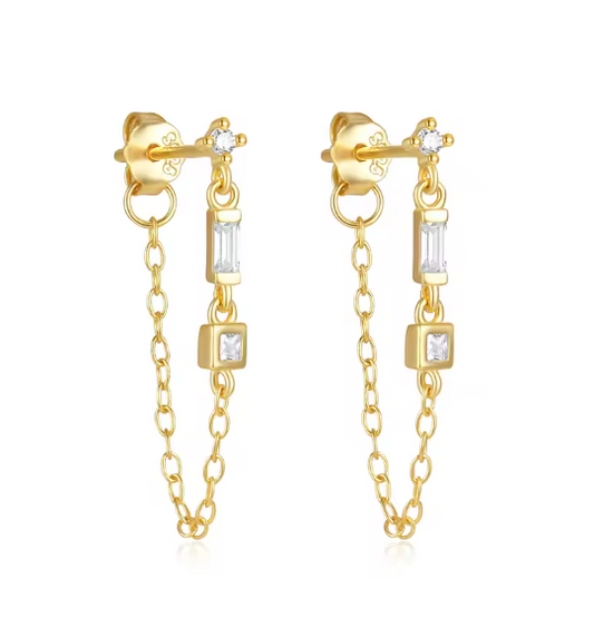 Crystals Baguette Tassel Earring