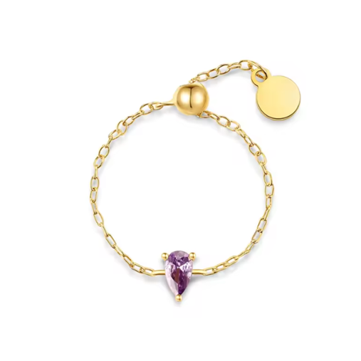 Purple Pear Chain Ring