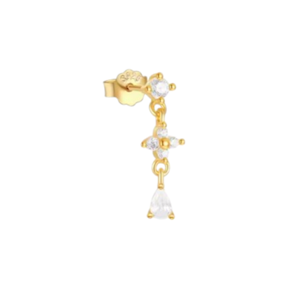 Drop Four Petals Pear Stud
