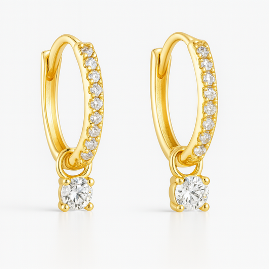 Pavé Drop Circle Huggie Hoop