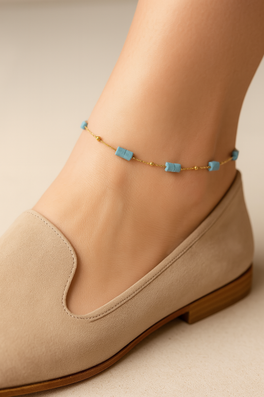 Multi Blue Cubes Anklet