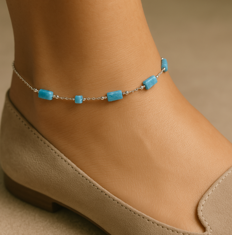 Multi Blue Cubes Anklet