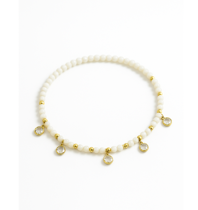 Beaded Anklet with Dangling Circles
