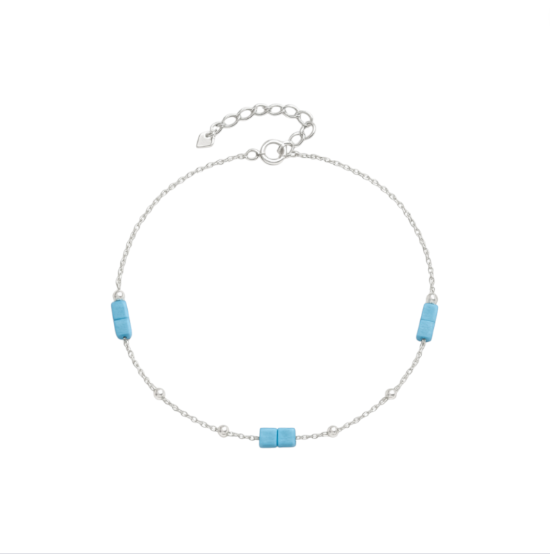 Multi Blue Cubes Anklet