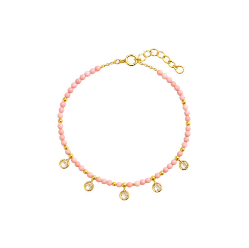 Beaded Anklet with Dangling Circles