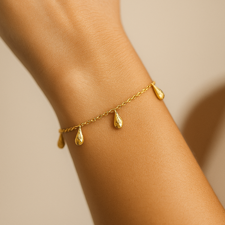 Dangling Bold Textured Pears Bracelet