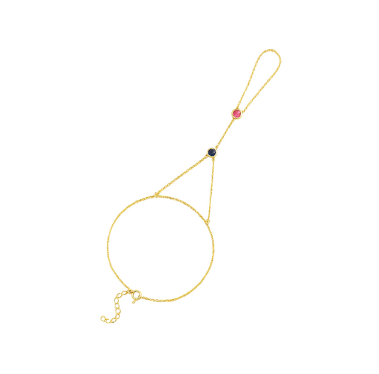 Royal Blue & Ruby Circle Stones Handchain