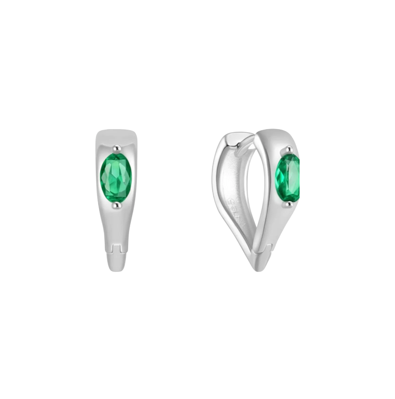 Emerald Marquise Drop Shaped Hoop