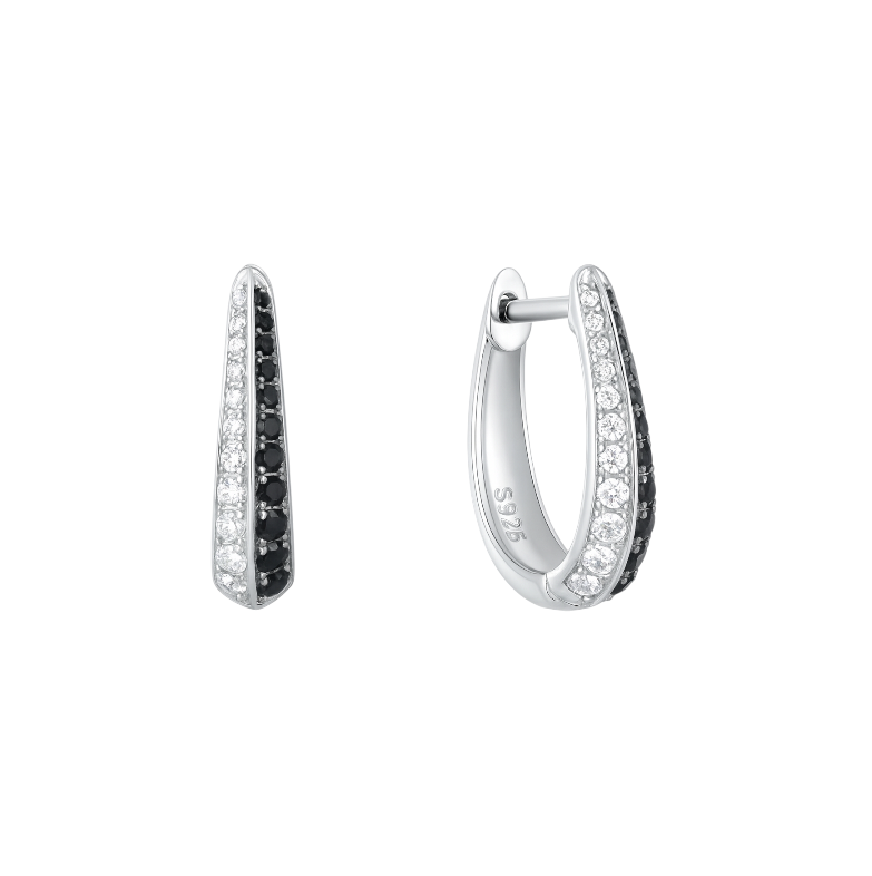 Pavé White & Black Bella Hoops