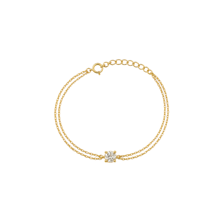 Double Chain Circle Stone Bracelet