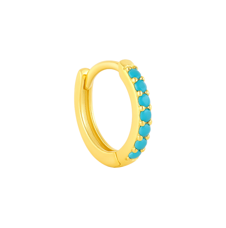 Turquoise Thin Pavé Hoops