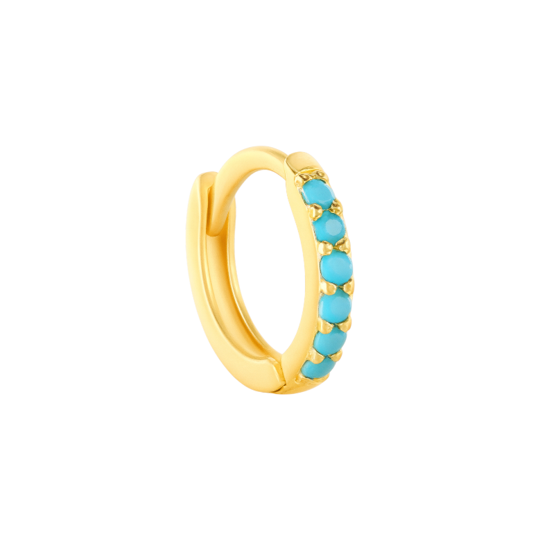 Turquoise Thin Pavé Hoops