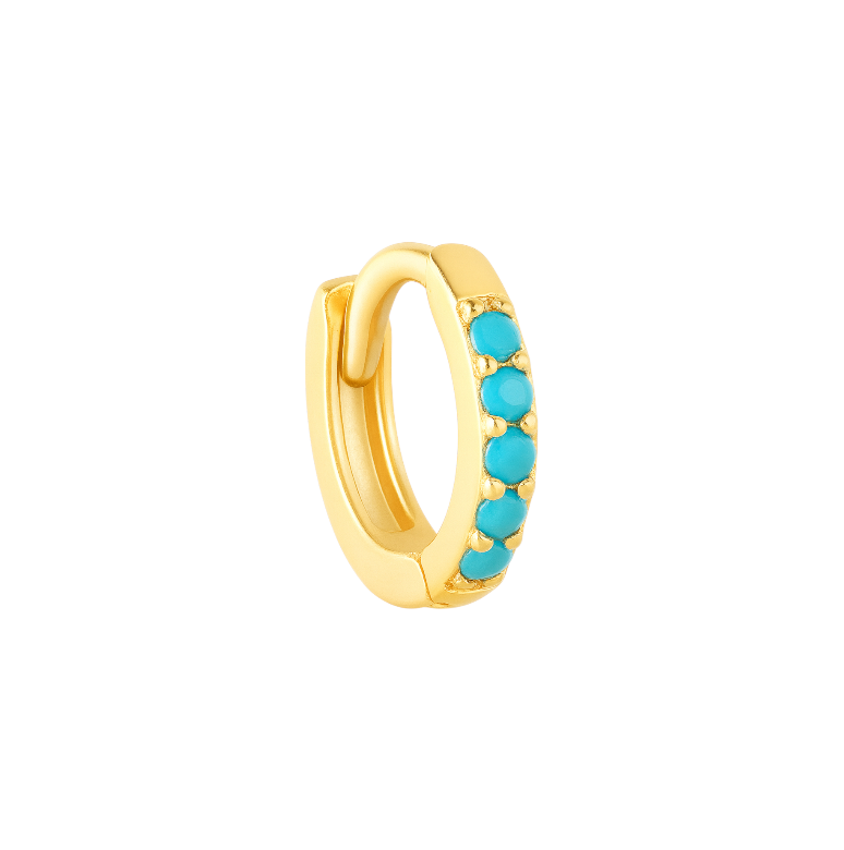 Turquoise Thin Pavé Hoops