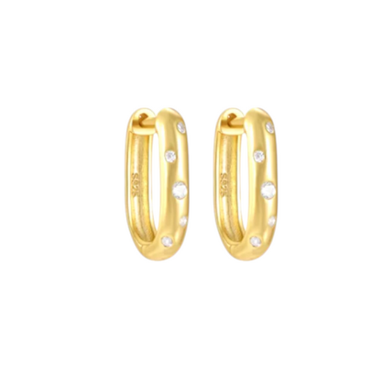 Scattered Circle Stones Bold Square Hoops