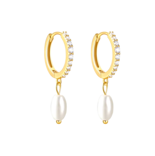 Pavé Hoop with Dangling Pearl