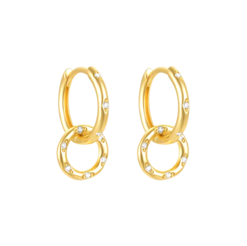 Dangling Hollow Circle Charm Bold Hoops