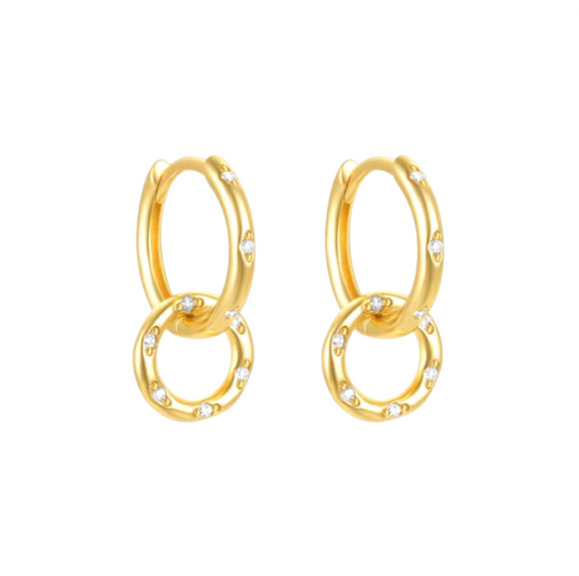 Dangling Hollow Circle Charm Bold Hoops