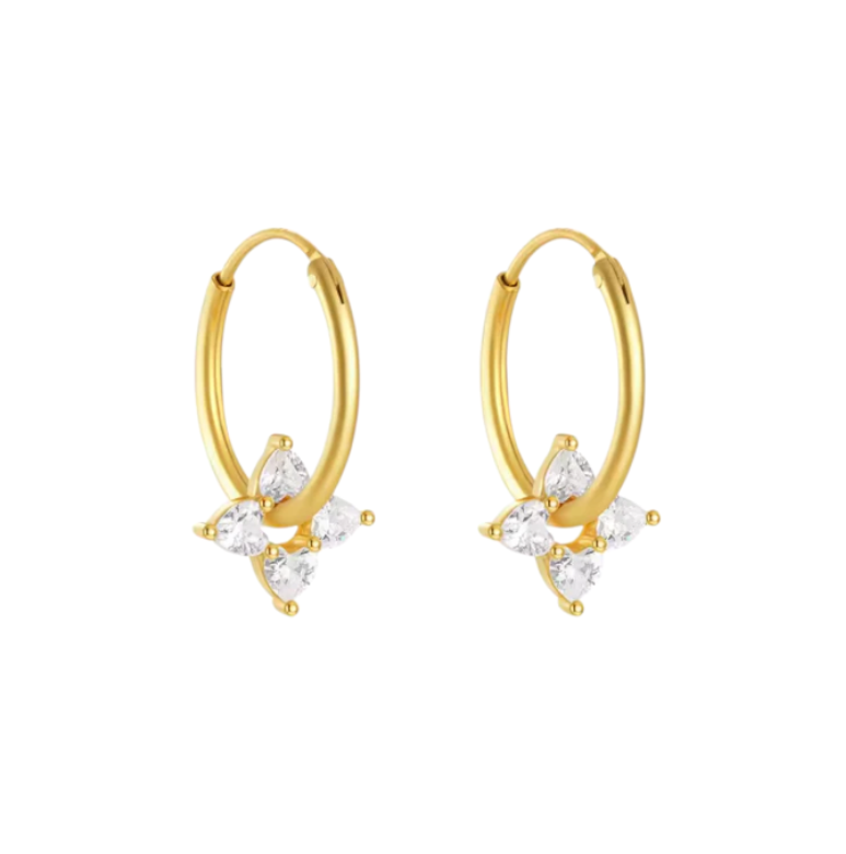 Crystal Flower Bold Hoops