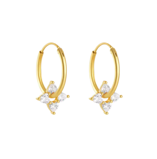 Crystal Flower Bold Hoops