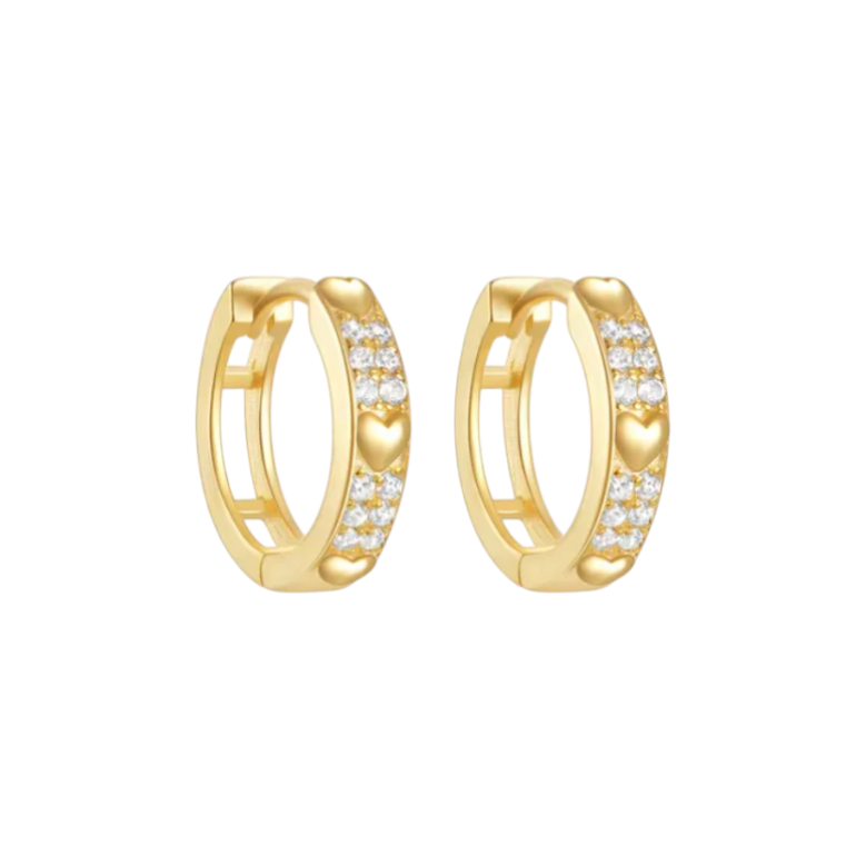Thick Pavé Hoops with Hearts