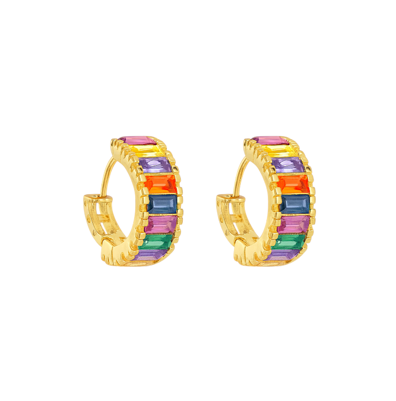 Rainbow Huggie Hoops