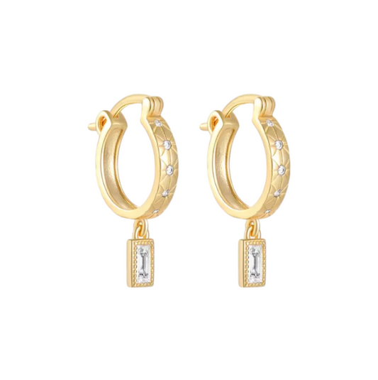 North Stars Bold Hoop with Dangling Baguette