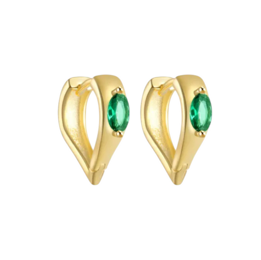 Emerald Marquise Drop Shaped Hoop