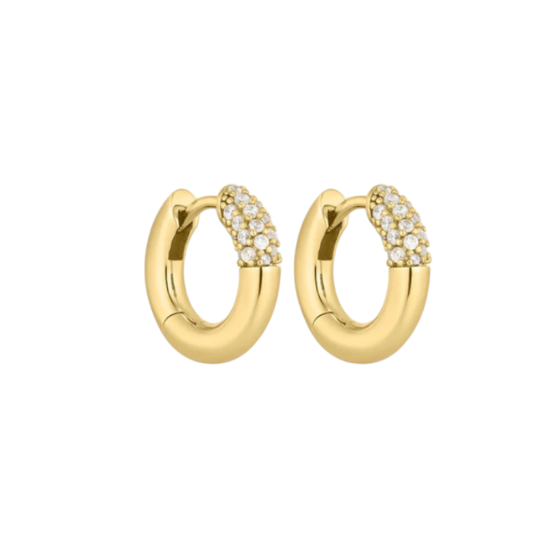 Half Bold Pavé Huggies