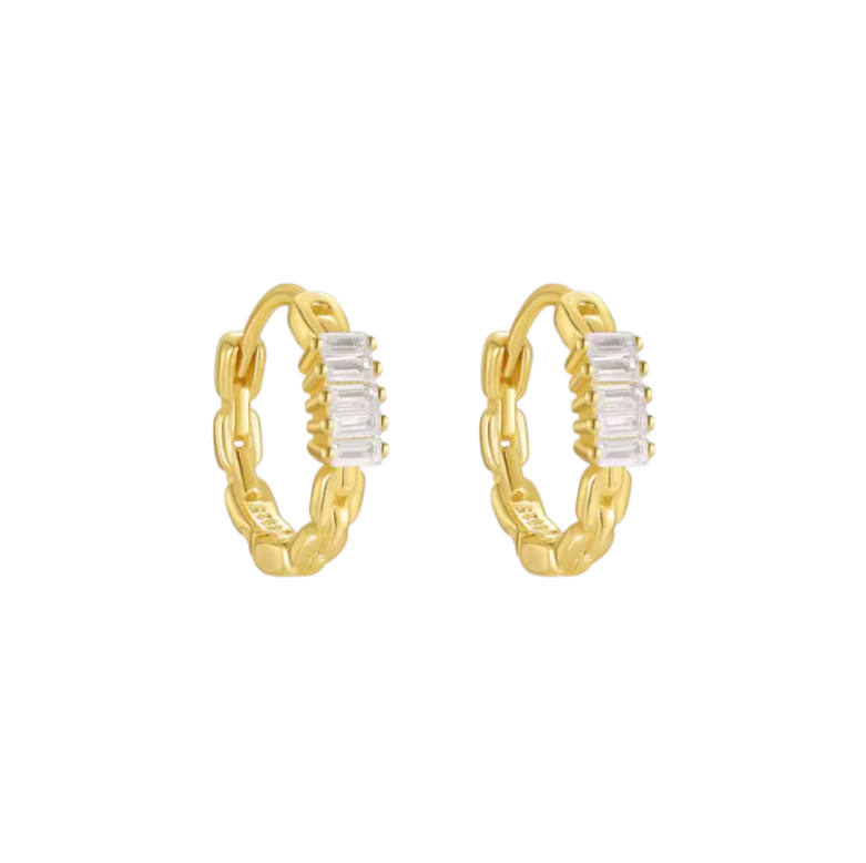 Linked Multi Baguettes Huggie Hoops