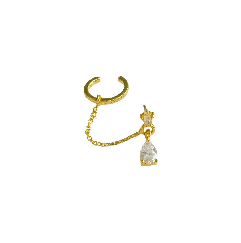 Pear Drop & Earcuff on Chain