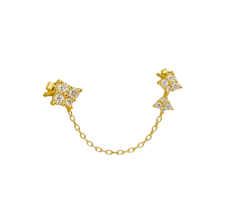 Pavé Multi Rhombus Studs on Chain