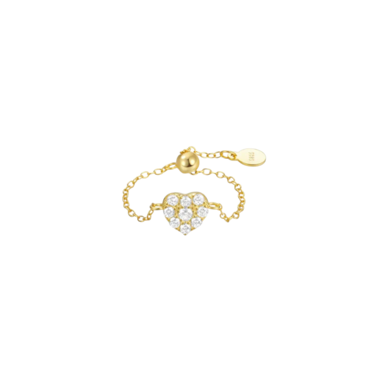 Pavé Heart Chain Ring