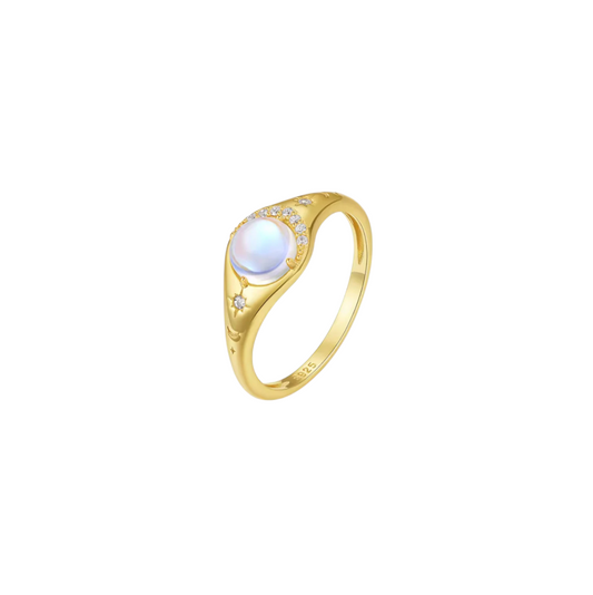 Reflective Circle Stone Signet Ring