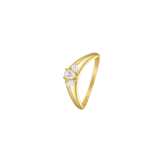 Triple Water Drops Curved Ring