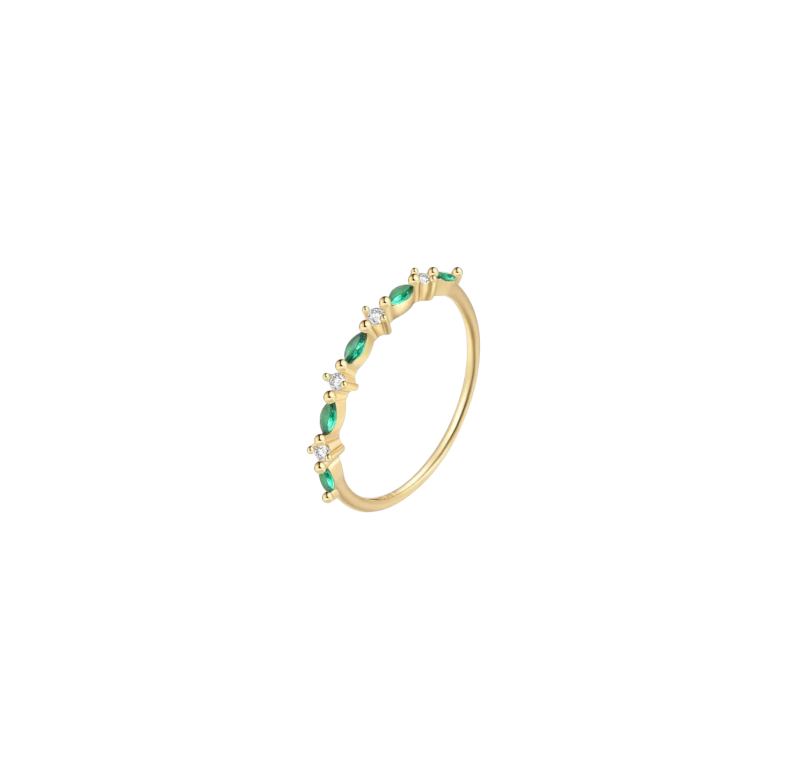 Emerald Marquise Circles Ring