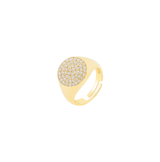 Pave Circle Signet Ring