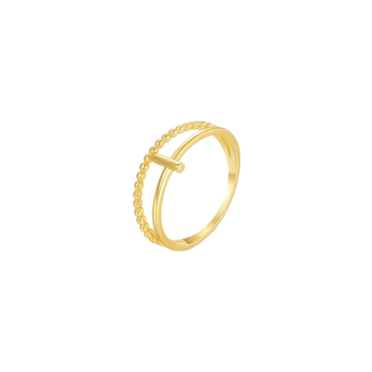 Beaded Bar Double Ring
