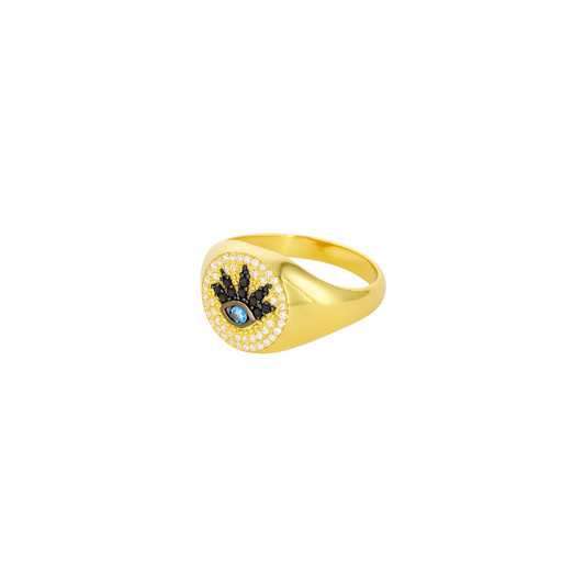Pavé Evil Eye Signet Ring
