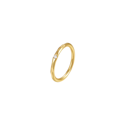 Circle Stone Textured Band Ring