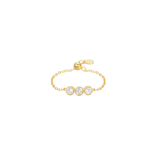 Triple Circle Stones Chain Ring